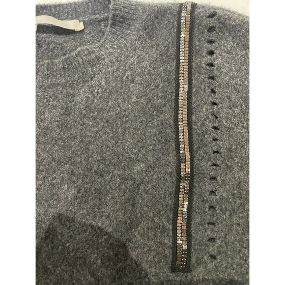 One Grey Day mercerized yak Wool Sweater metal ascent Sz M Anthropologie gray - Picture 4 of 15